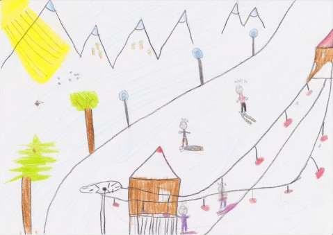 Családi síelés, Kutas Bogi 7 éves