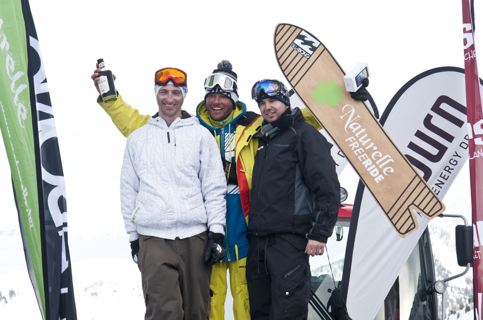 A freeski nyertesek: Szepessy Dávid, Balogh Csaba és Boldizsár Péter