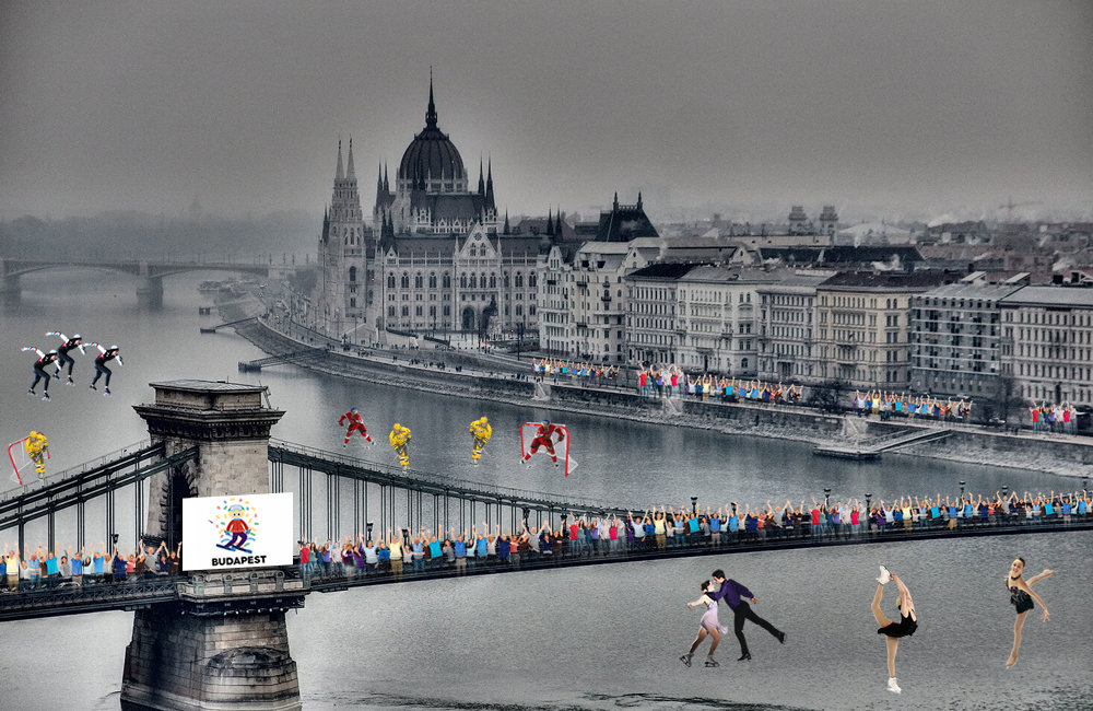 A korcsolya számokat a befagyott Duna jegén fogják megrendezni.