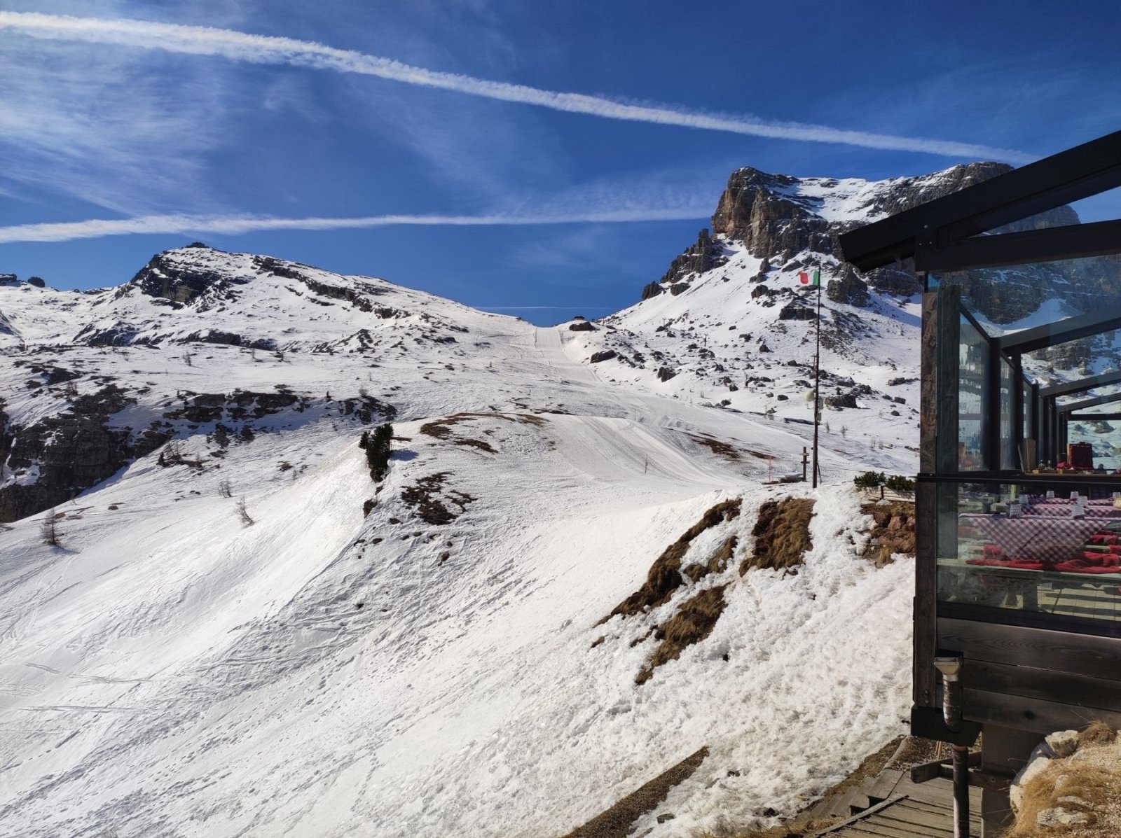 A Cinque Torri felvonó tetejénél