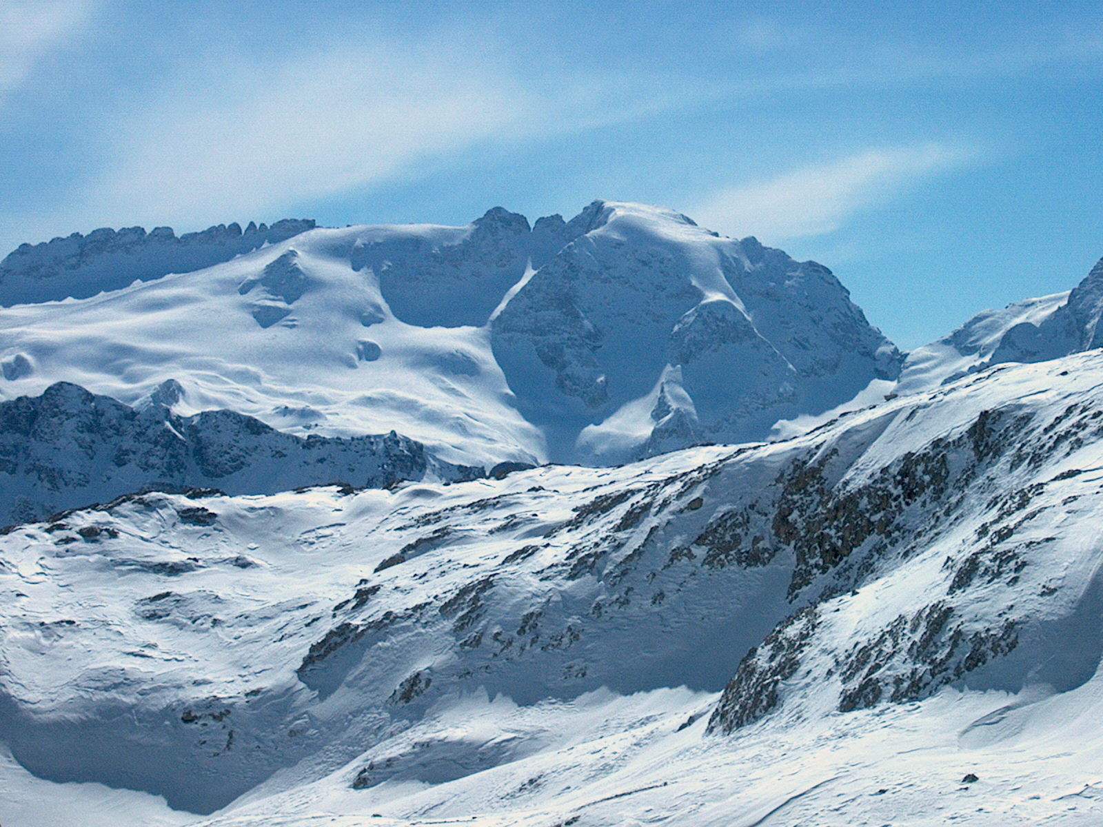 Boé-ról a Sella tömbjea Camopologno-hágó elött