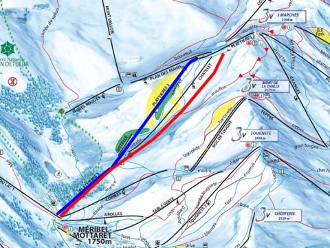 Pirossal az új Plattieres 1-2 felvonó nyomvonala