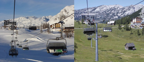 Tauplitz ülőliftje télen és nyáron