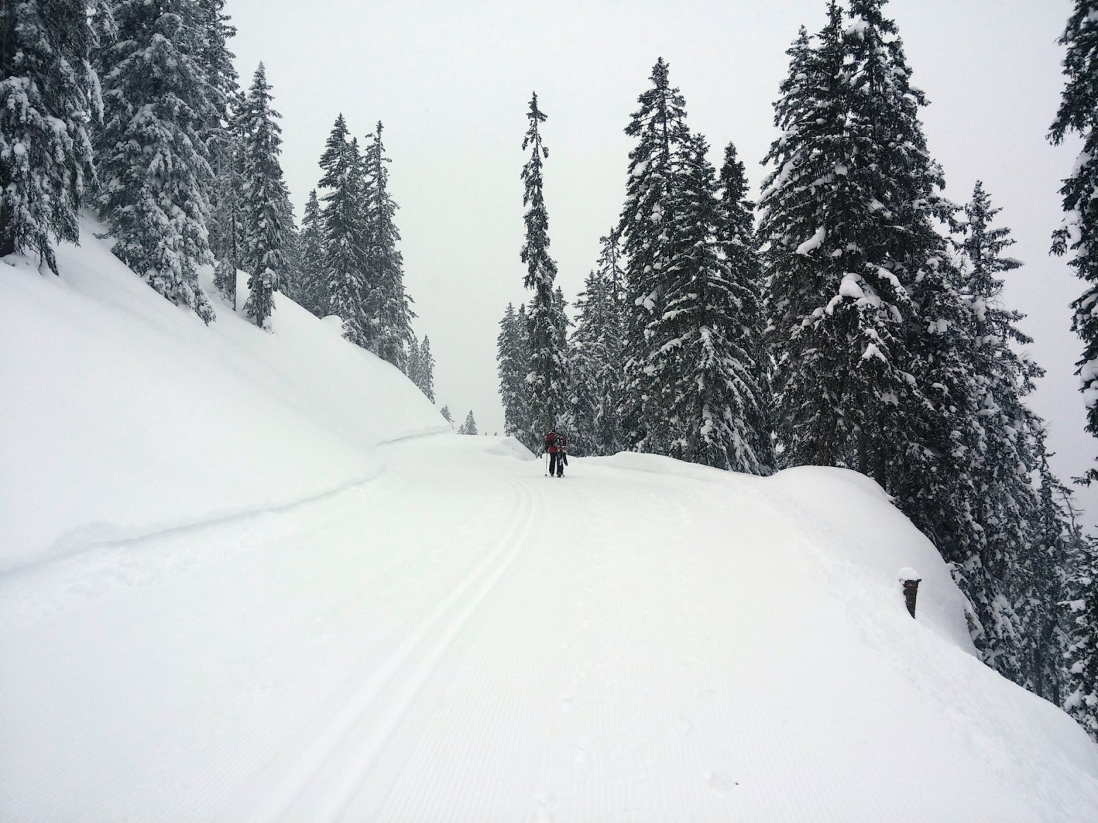 Szerencsére kissé emelkedik az út, így mindenképpen gyalogolni kell. Ez nekünk így jó, mert kevesebb lesz a nyom.