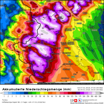 összes csapadék mm-ben