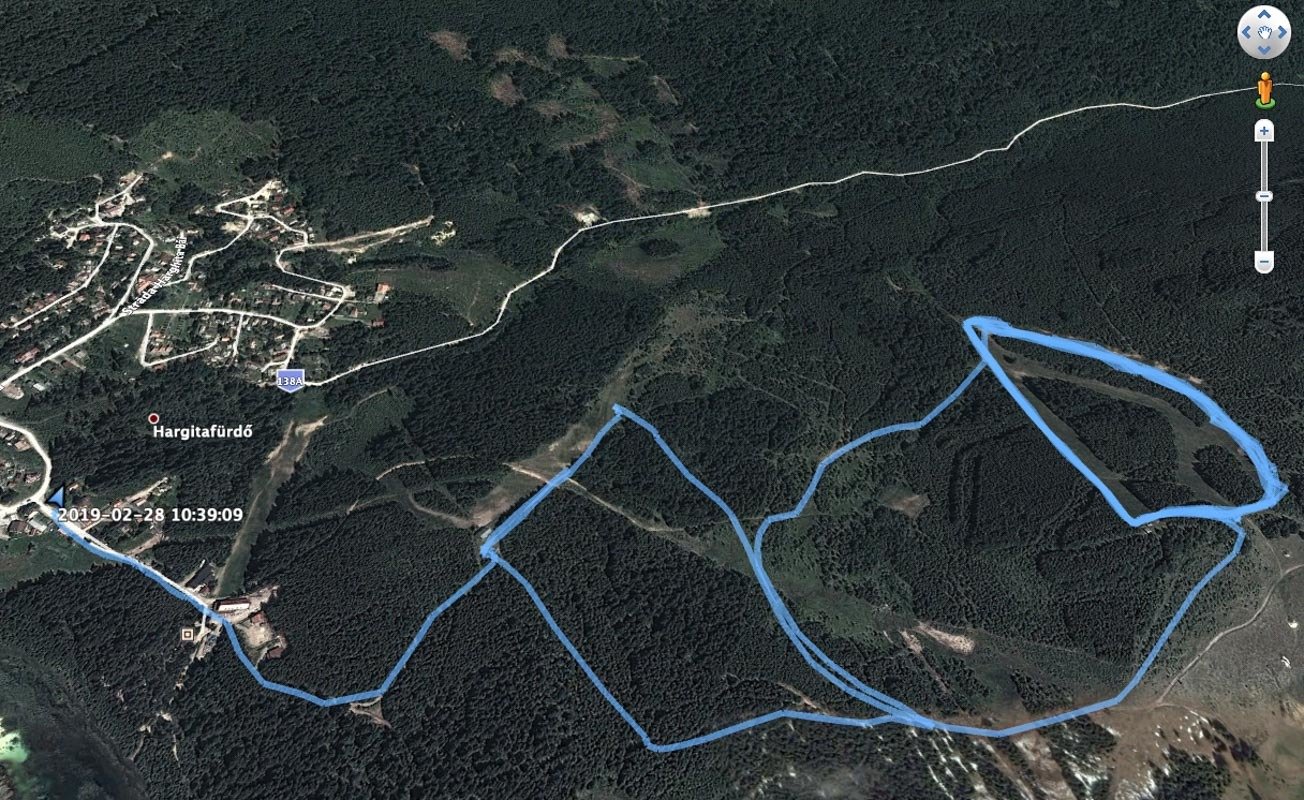 Hargitafürdő sípálya nyomvonala