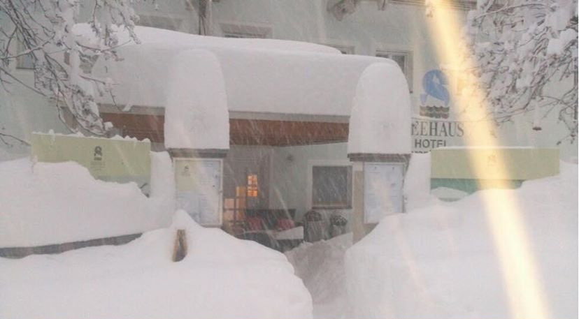 Antholzer See tegnap, Dél-Tirol, Olaszország