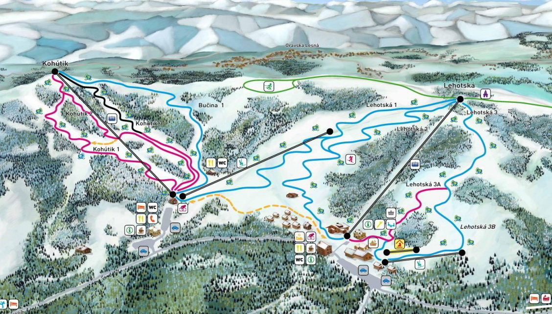 Az új lift, Kohútik, helye a térképen, a bal oldali részen