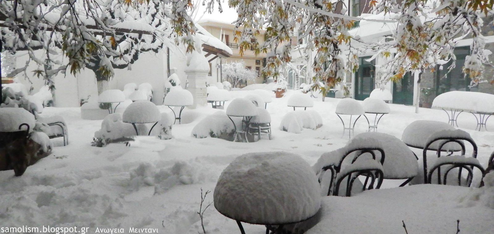 Kréta: Anogia település közepén (Kép: Severe Weather Greece)