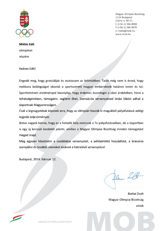 Borkai Zsolt levele Miklós Editnek (Kép: mob.hu)