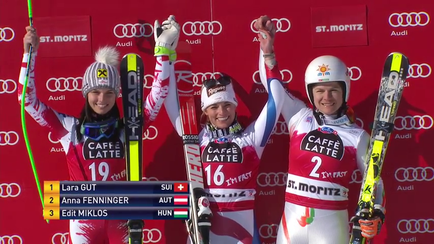 A dobogósok: Anna Fenninger, Lara Gut és Miklós Edit