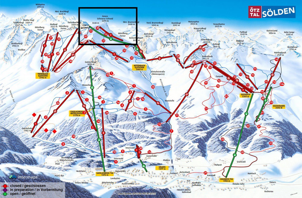 Pályatérkép, keretben a használható rész