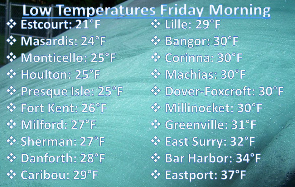 Péntek reggeli fagyok (National Weather Service)