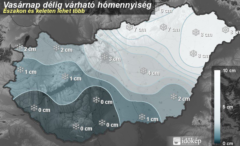 Még bizonytalan a helyzet, az Időkép becslése a hómennyiségről