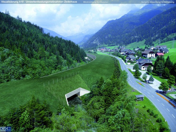 Zöld "alagútban" az autópálya (Kép: ASFINAG)