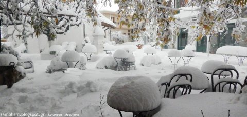 Kréta: Anogia település közepén (Kép: Severe Weather Greece)