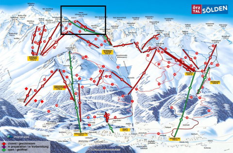 Pályatérkép, keretben a használható rész