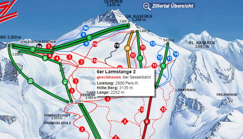 Az új lift helye a térképen, a fekete 11b jelű pályától jobbra