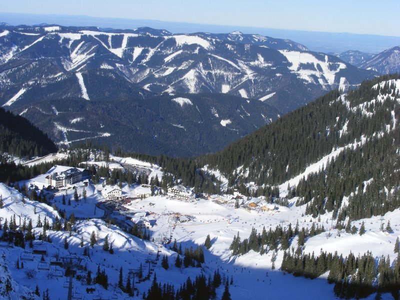 Hochkar központja a Hasing (1728 m) tetejéről