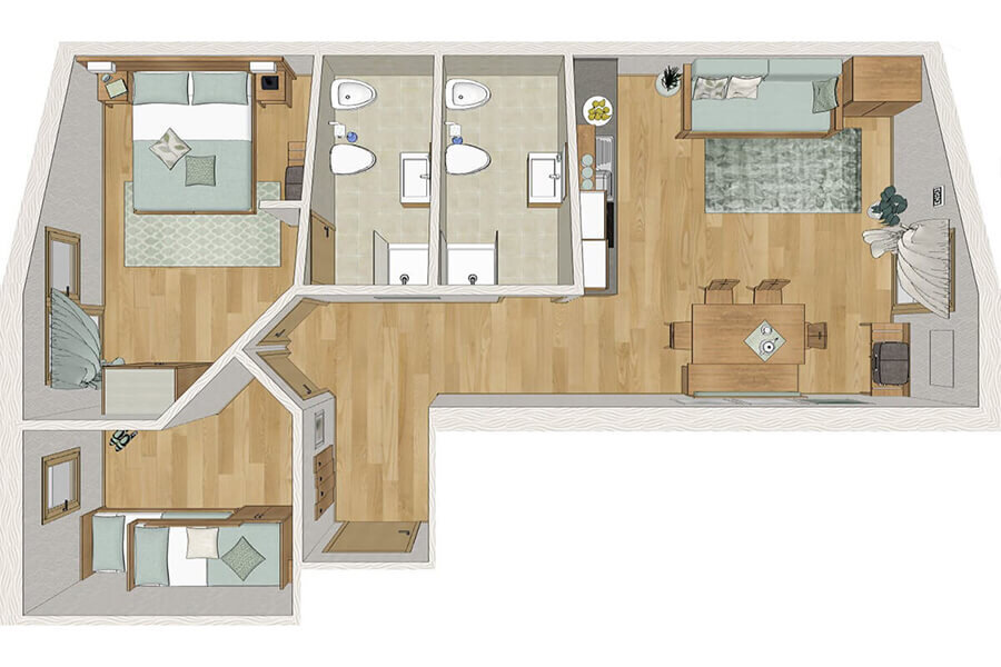 Abete rosso 70 m²-es apartman