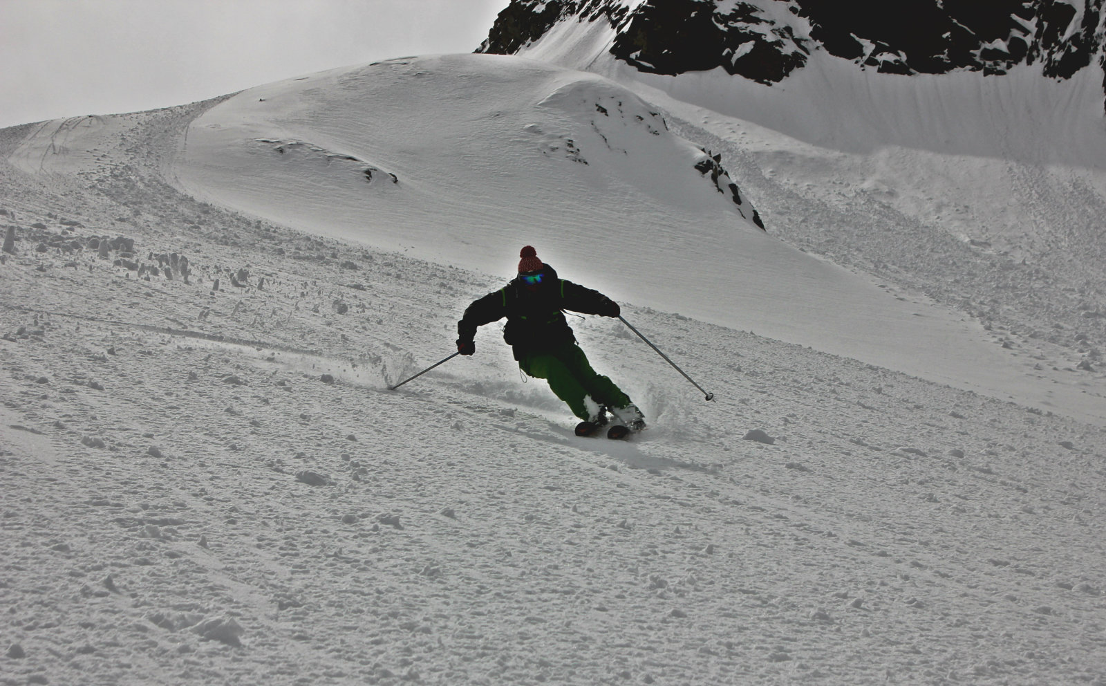 A második nagyobb lejtő élvezetes hóval