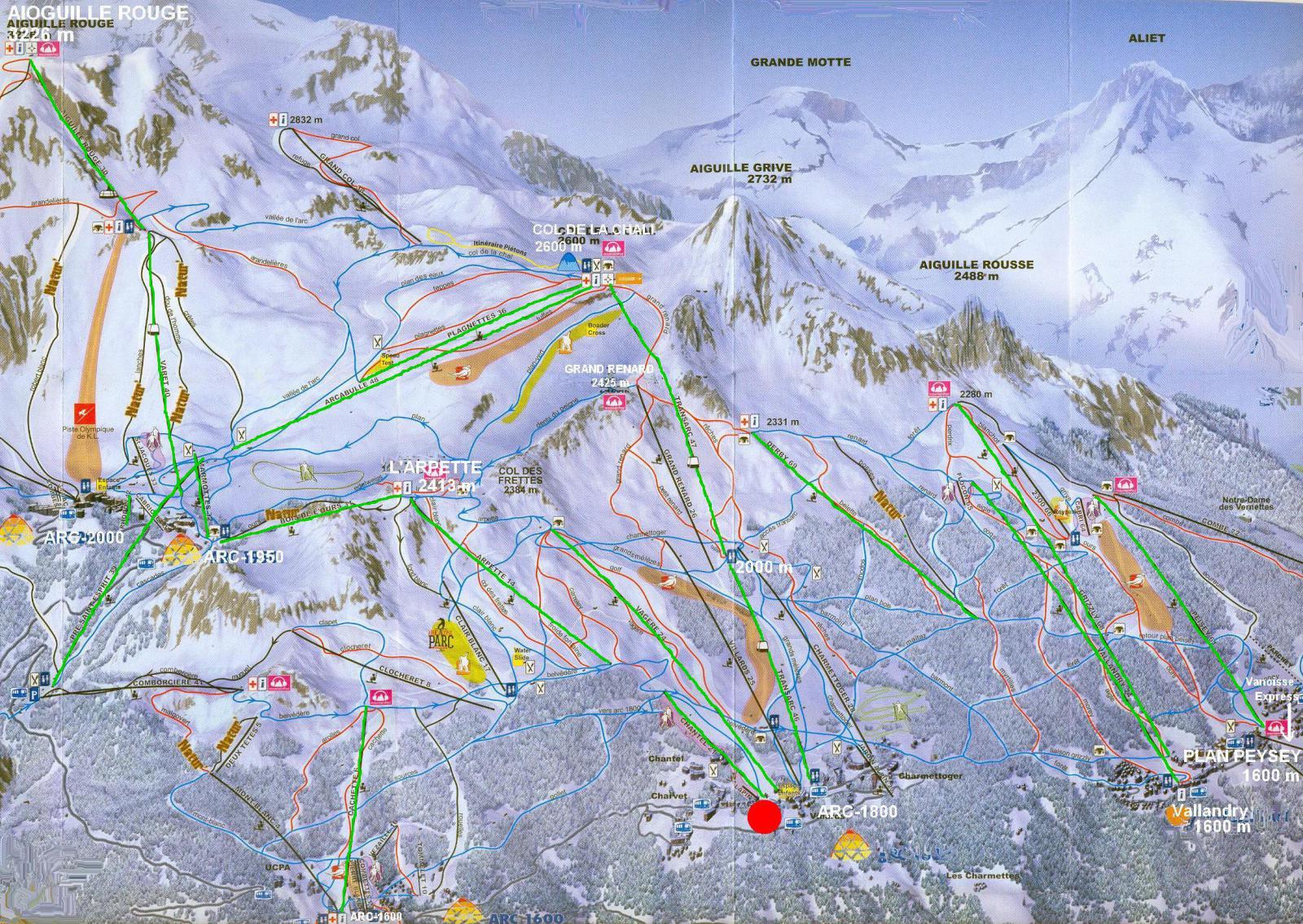 Zöldel jelölve a 6 nap alatt, többször is használt fekvonók. (pirossal jelőlve a lakhelyünk).