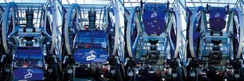 Funitel kabin függőleges átfordításának folyamata