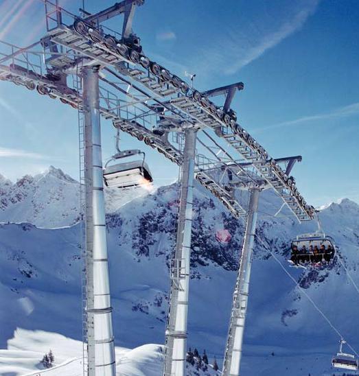 Hármas támasztékú dőlésszög váltó tartóoszlop 34 görgőből álló görgősorral. - Kattints a képre a nagyításhoz