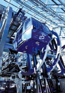 Funitel kabin az átfordító állomáson