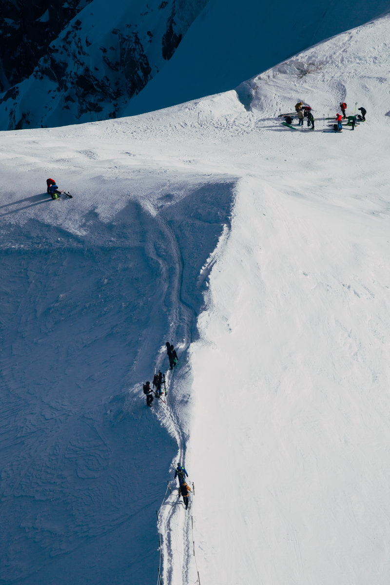 Keszulodes az Aiguille du Midi-n