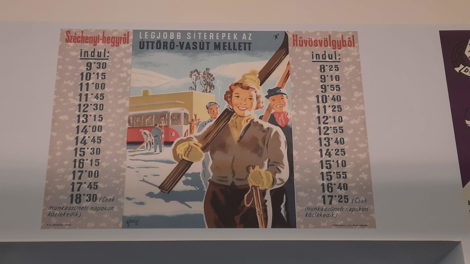 Egy a retró síelős plakátok közül - érdemes ezeket is megnézni a látogatóközpontban