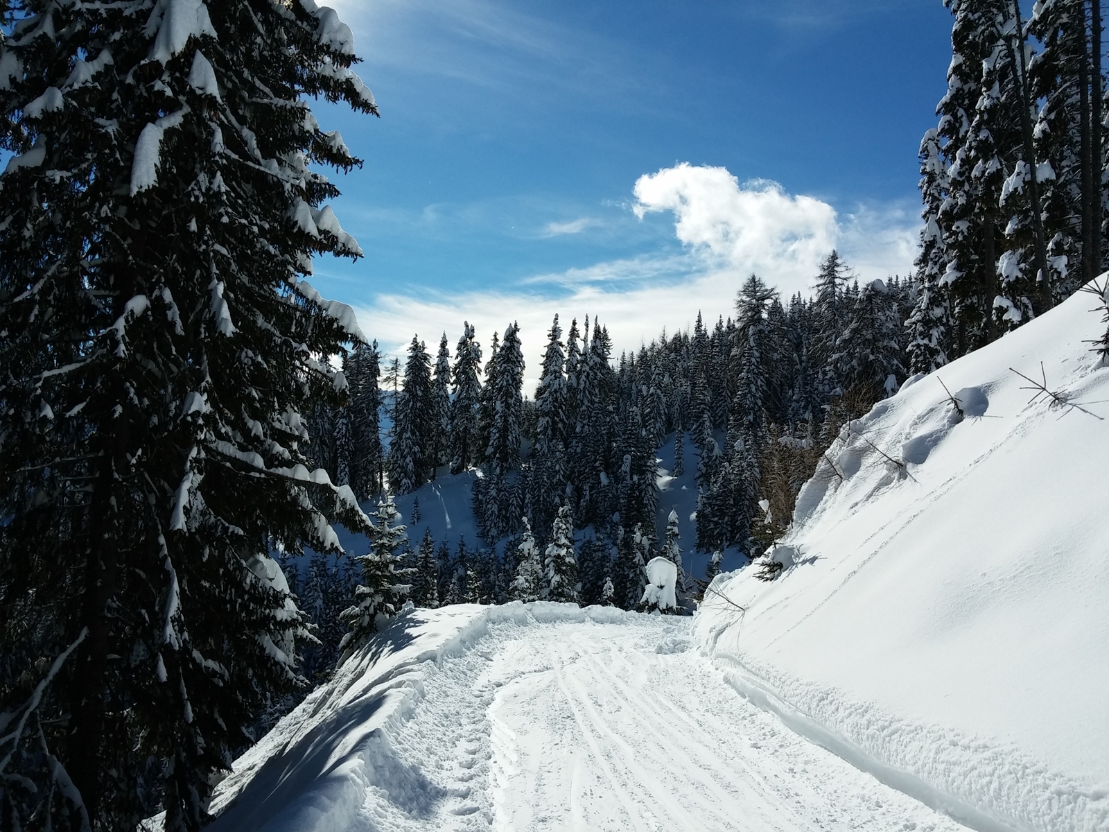 A keleti oldalon egy szánkópálya fut végig. Ez jó, mert akárhol lejöhetsz, biztosan keresztezni fogod. A visszajutás könnyű és gyors.