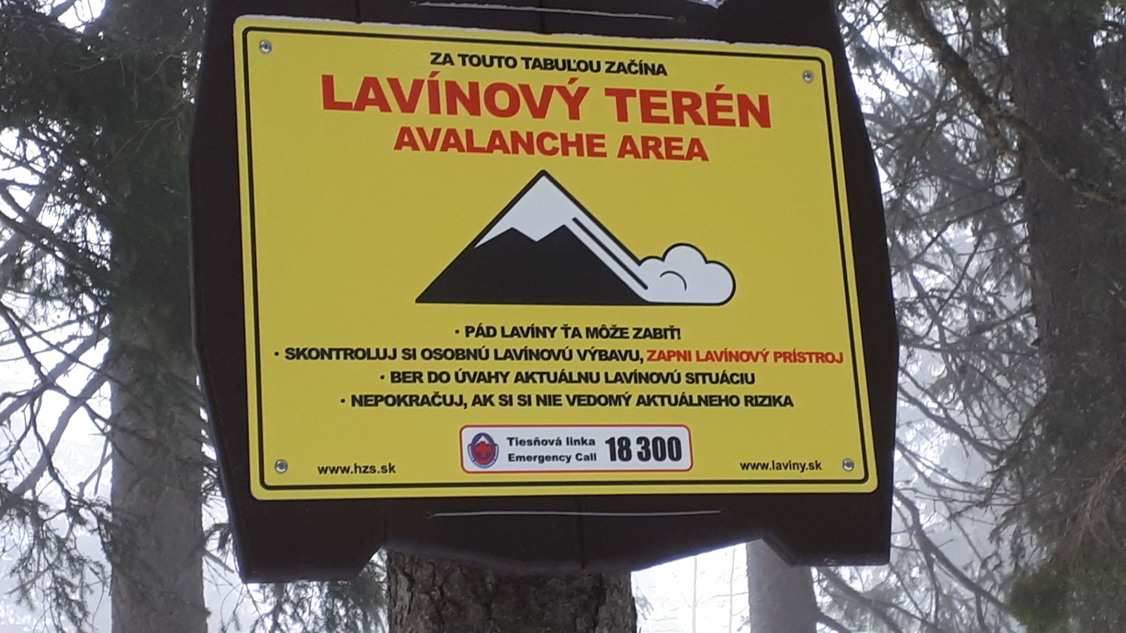 Lavinaveszélyes területet jelző tábla a Tátrában | Fotó: sielok.hu