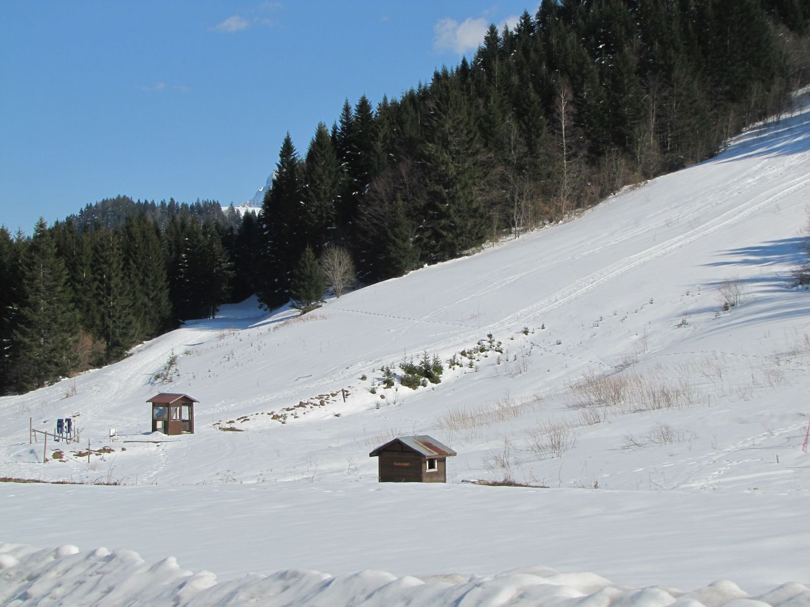 Col du Corbier, a megszűnt Drouzin le Mont síterep egy emléke