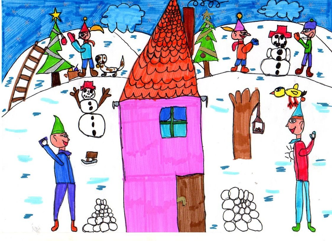 Keczán Levente, 8 éves - Havas vigasságok a barátokkal (Debreceni Benedek Elek Általános Iskola, 2. b)