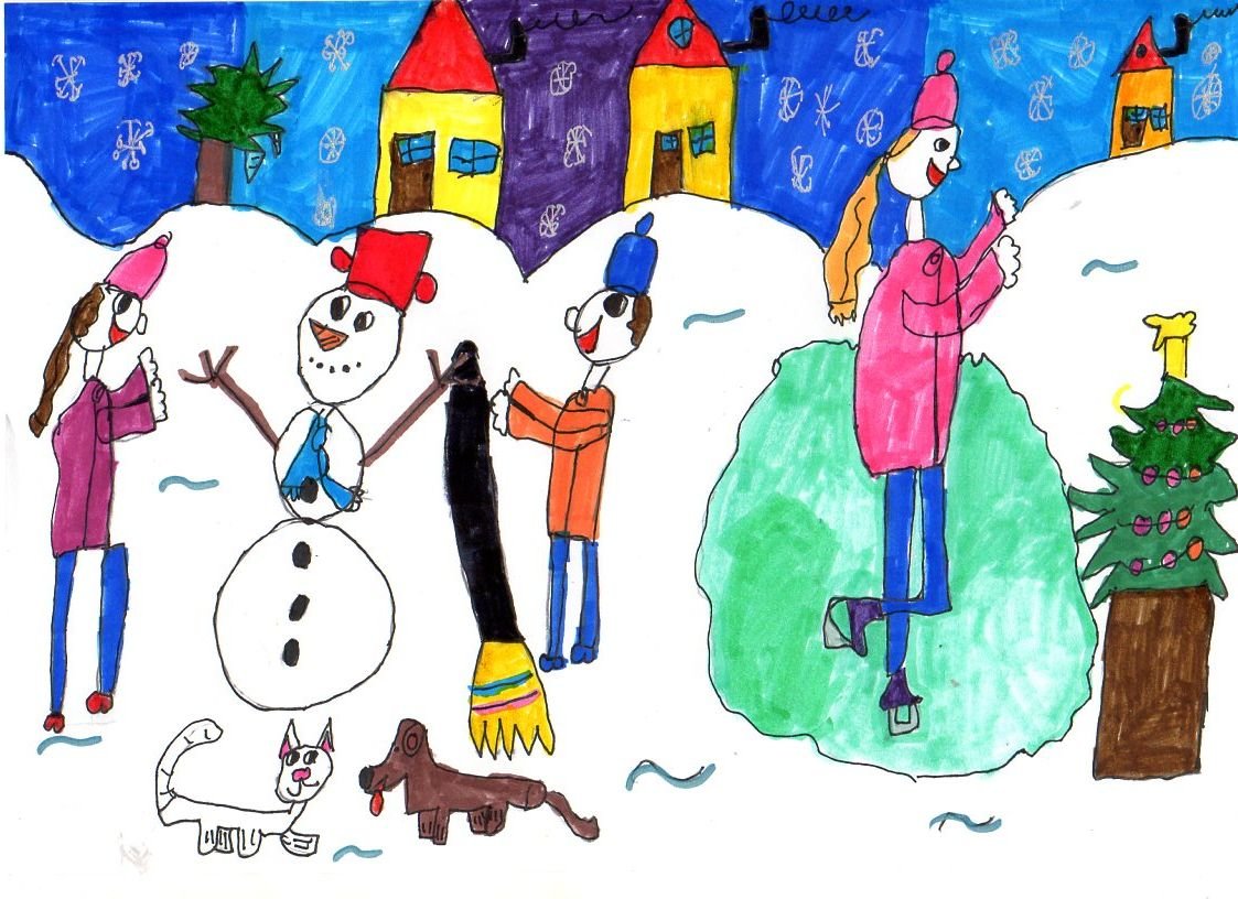 Pazonyi Réka, 8 éves - Korcsolyázás, hóemberépítés (Debreceni Benedek Elek Általános Iskola, 2. b)