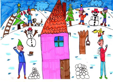 Keczán Levente, 8 éves - Havas vigasságok a barátokkal (Debreceni Benedek Elek Általános Iskola, 2. b)