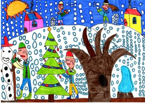 Balogh Bálint,  8 éves - Hógolyózás, hóemberépítés (Debreceni Benedek Elek Általános Iskola, 2. b)