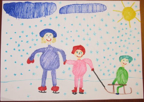 Suba Dóra, 6 éves - Korizás és szánkózás a befagyott Velencei tavon