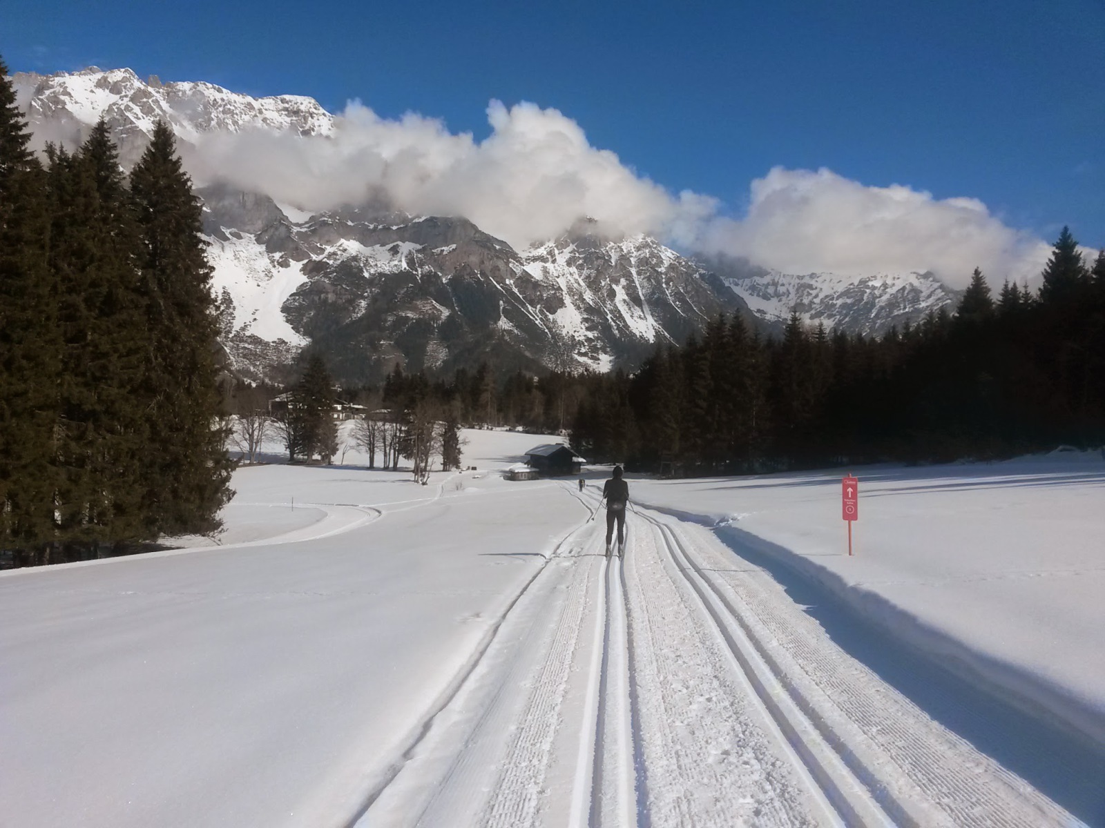 Sífutópálya Ramsauban - háttérben a Dachstein sziklái