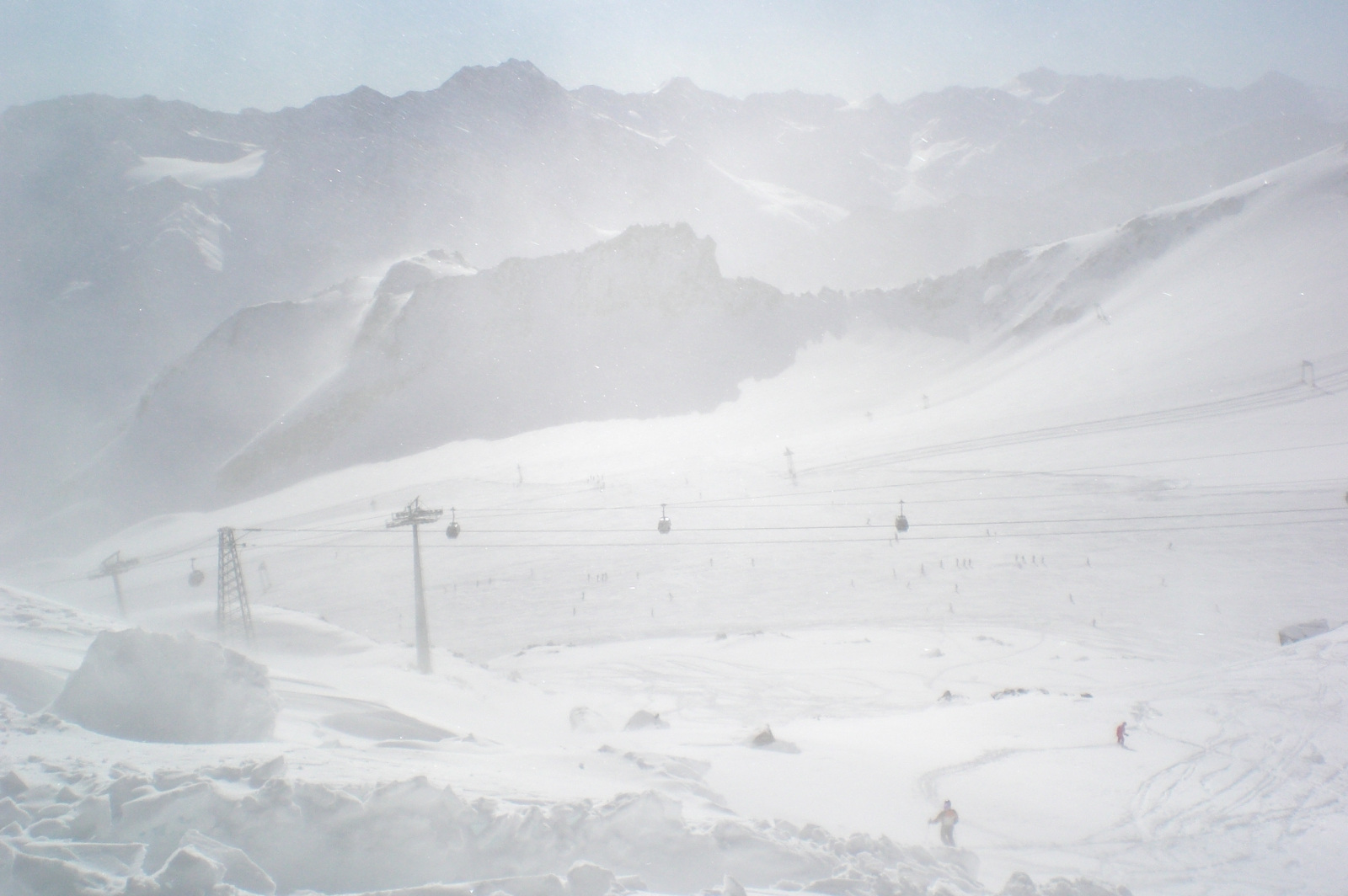 Szikrázó napsütés és szél a gleccserpályán