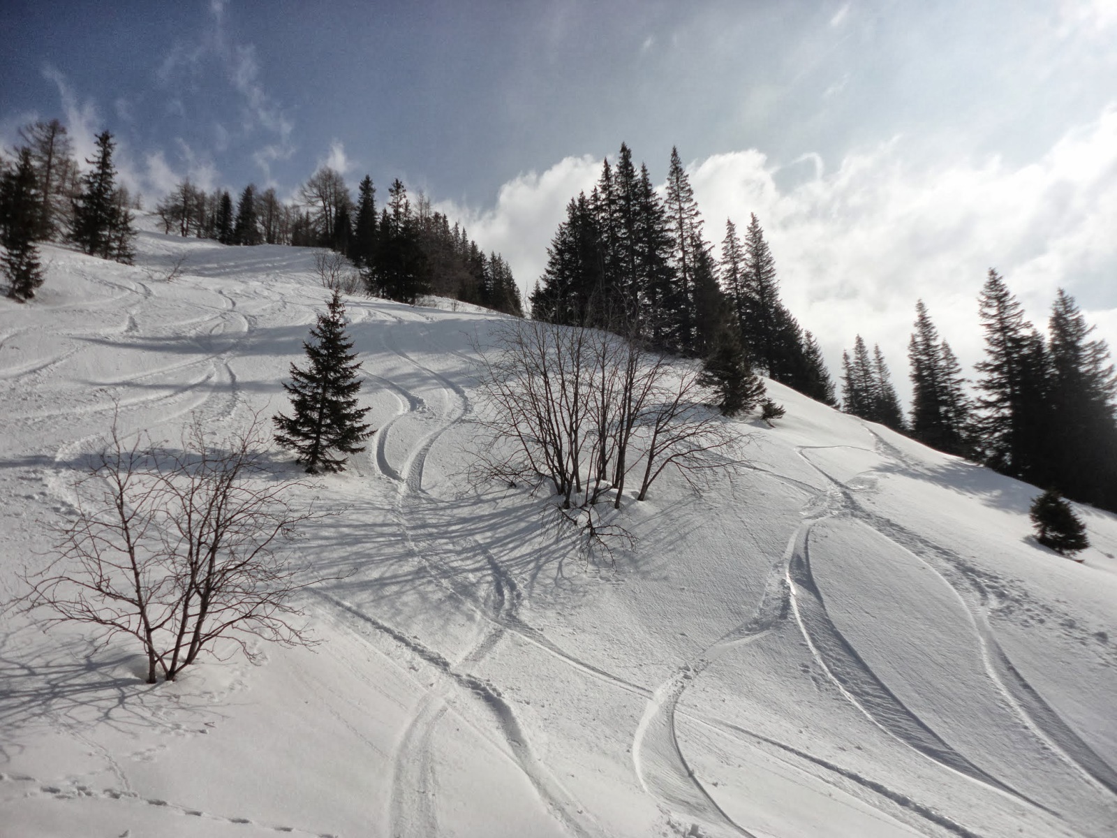 Csábító freeride nyomok a szűhzavas hegyoldalon