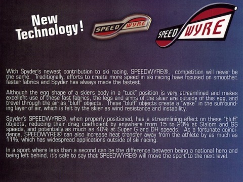 A Spyder 1994-ben kifejlesztett egyedülálló technikája radikálisan csökkentette a menetszél miatti ellenállást