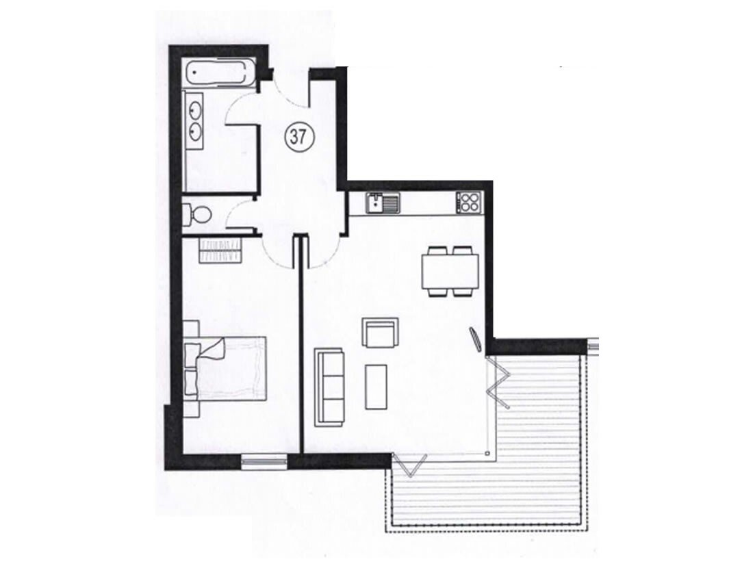 "2A" típus példa alaprajz - 55 m² (2-3 fős)
