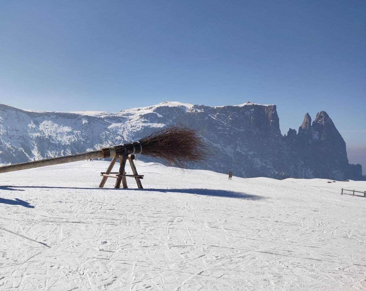 Alpe di Siusi, a Laurin felvonó tetejénél