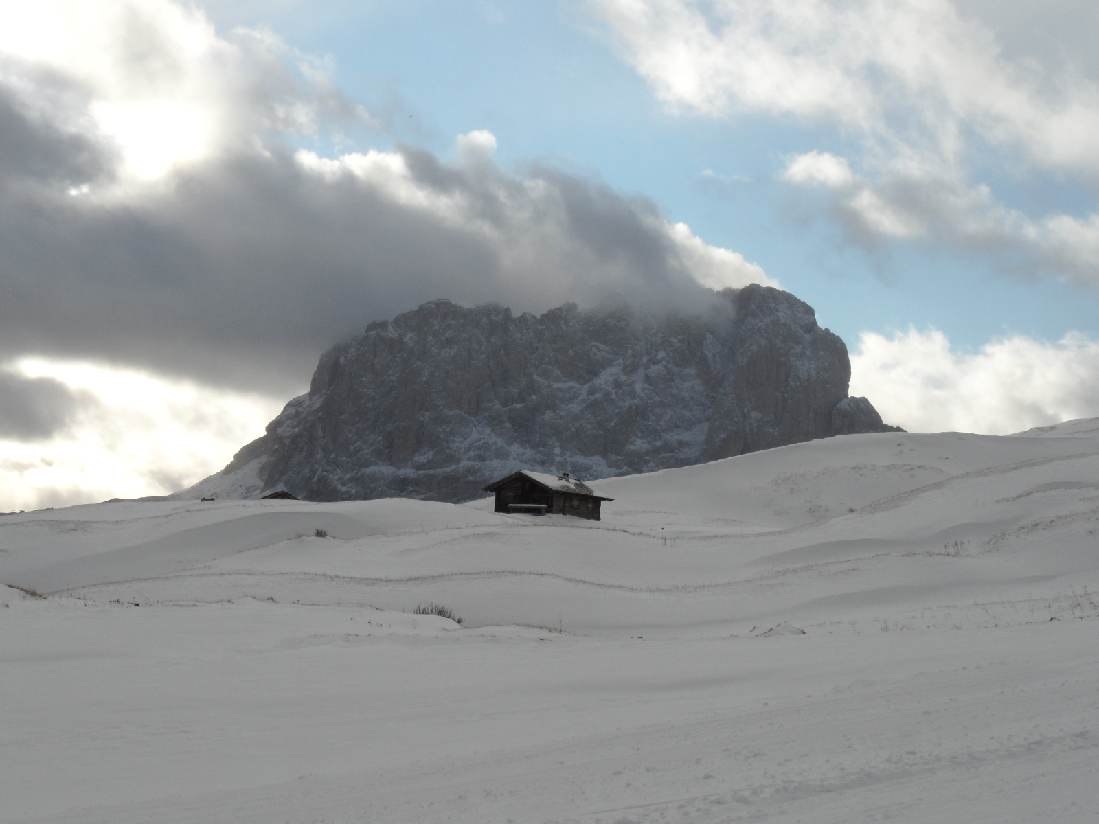 A Sassolungo csúcsa a Passo Gardenáról