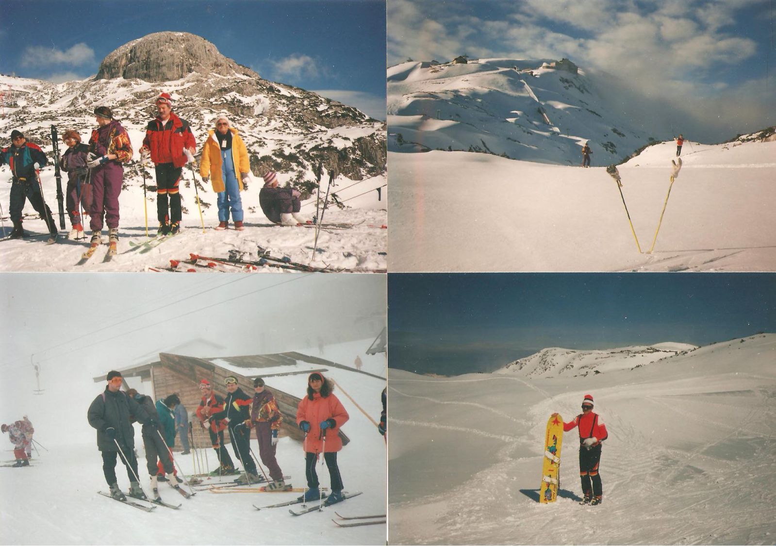 A Dachstein gleccseren 2700 m felett egy késő- tavaszi sitáboromon. Ez Stájerország egyik leglátogatottabb sípályája.