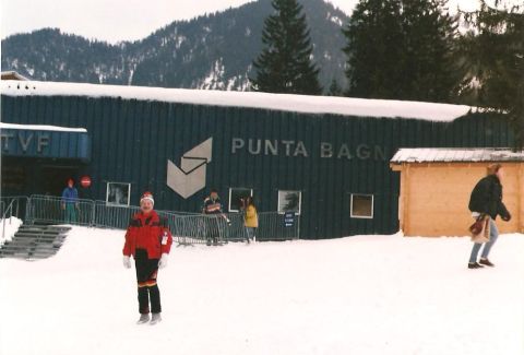Franciaországban Valfréjusban a Punta Bagnán kiszállva a liftből  2.737 m.-en