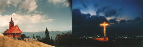 A Déli-Kárpátok Vulkán hegységében a Strázsa a Strázsa csúcs alatti magaslati üdülőhelyen a fő sípálya mellett még épülőfélben lévő ortodox kistemplom és a kereszt.