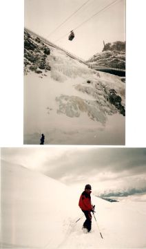 Olaszországban a Tonále gleccseren. Sízés a Cima Presenától 3069 m-ről a Passo Paradiso (Paradicsom-hágó) felé 2585 m-re. A szűzhó olyan, mint a pehelypaplan pihéi!